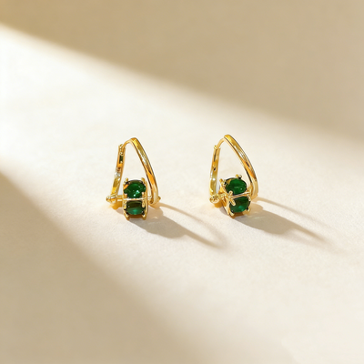 Windmill Green Gemstone Rotating Earrings