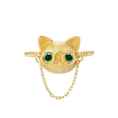 Cat ring with glasses