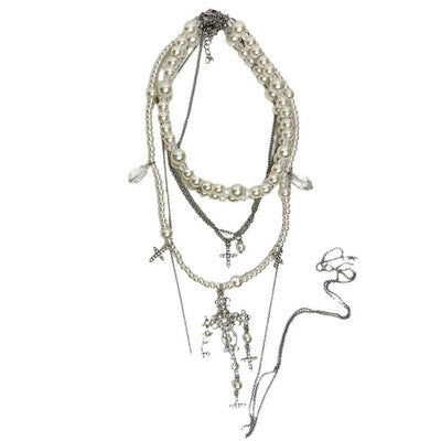 Cross Multi-layer Natural Freshwater Pearl Necklace