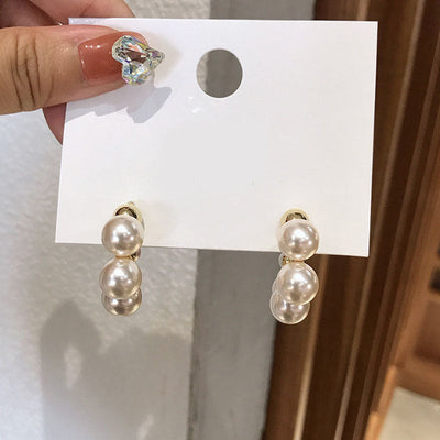 Simple Geometric Natural Freshwater Pearl Earrings