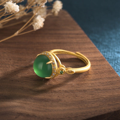 Diamond set Emerald jade stone ring