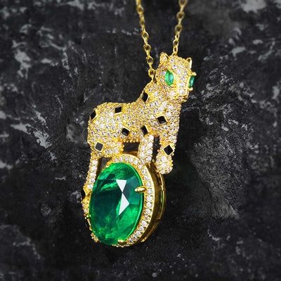 Golden leopard natural crystal necklace