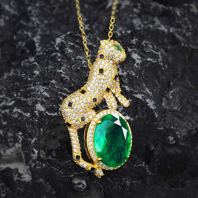 Golden leopard natural crystal necklace