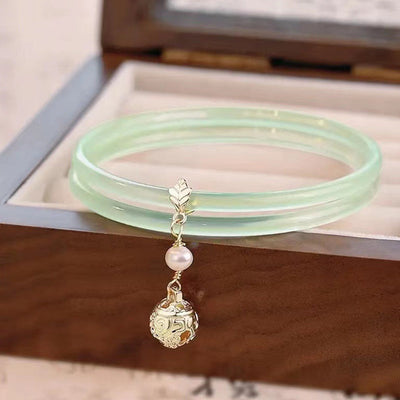 Slim Natural Emerald Jade Stone Bracelet