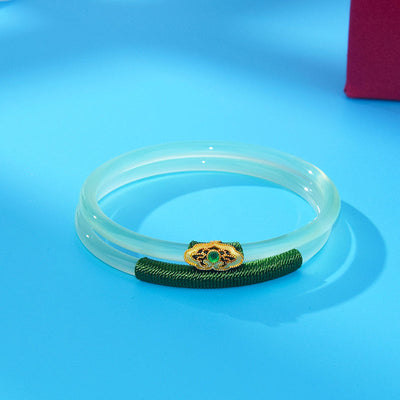 Slim Natural Emerald Jade Stone Bracelet