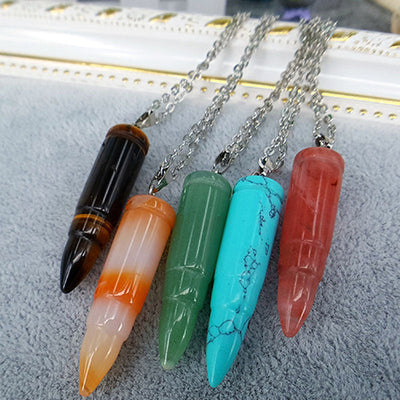 Bullet Natural Stone Pendant Necklace