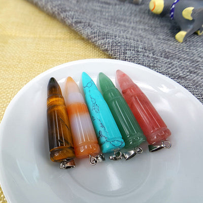 Bullet Natural Stone Pendant Necklace