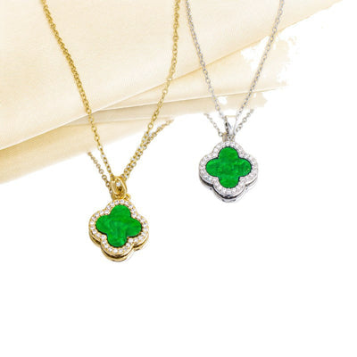 Natural diamond lucky green necklace
