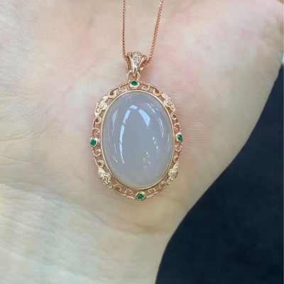 Smoke Purple Natural Emerald Jade Stone Necklace