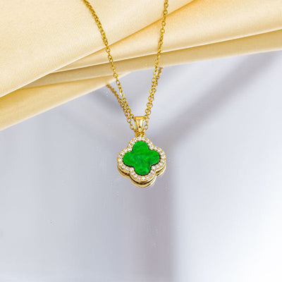 Natural diamond lucky green necklace