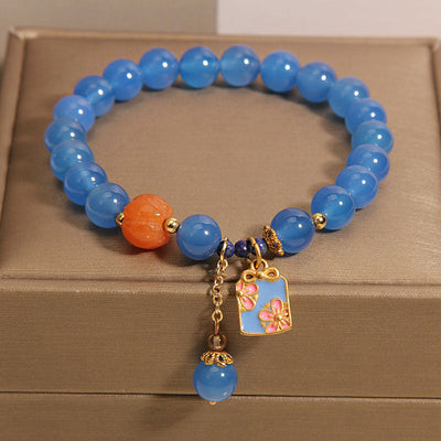 Lucky pendant pumpkin natural agate bracelet