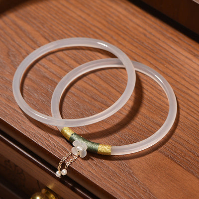 Slim Natural Emerald Jade Stone Bracelet