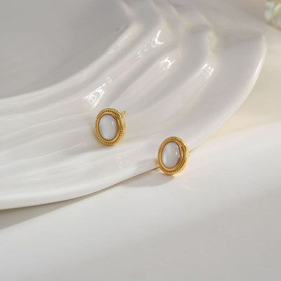 Ring natural mother-of-pearl earrings