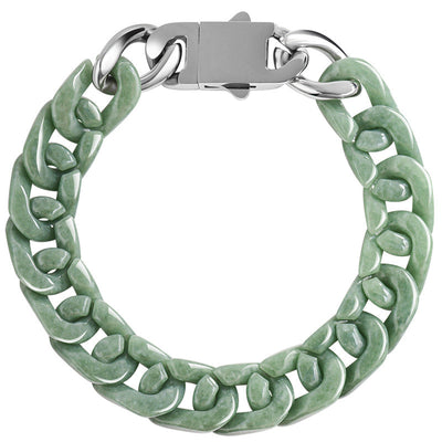 Natural Emerald Jade Stone Cuban chain bracelet