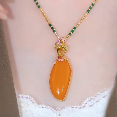 Peacock Head Natural Agate Necklace
