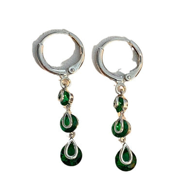 Water drop bright stone long earrings