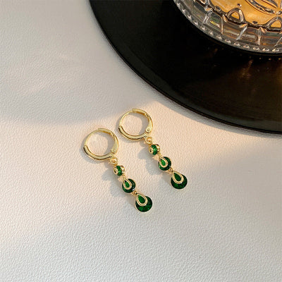 Water drop bright stone long earrings