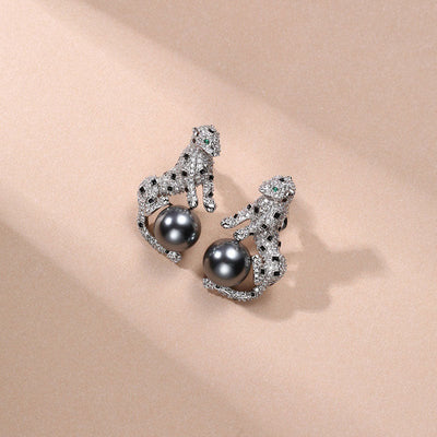 Leopard Natural Freshwater Pearl Necklace Earrings Ring