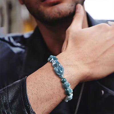 3D keel Natural Emerald Jade Stone bracelet