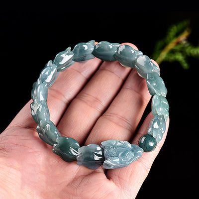 3D keel Natural Emerald Jade Stone bracelet