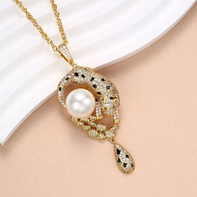 Leopard Natural Freshwater Pearl Necklace Earrings Ring