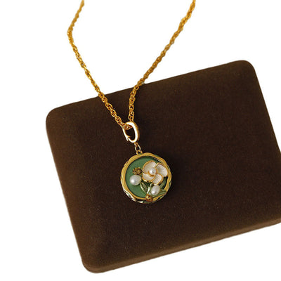 Oil Painting Flower Natural Freshwater Pearl Necklace Earrings