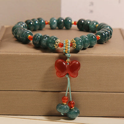 Butterfly Pendant Natural Emerald Jade Stone Bracelet