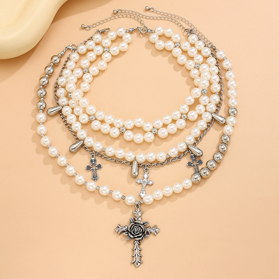 Irregular Pearl Multi-layer Round Bead Necklace