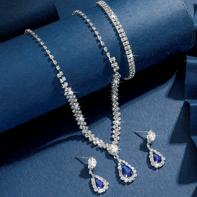 Natural Crystal Zircon Necklace Earrings Bracelet
