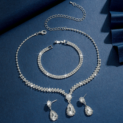 Natural Crystal Zircon Necklace Earrings Bracelet