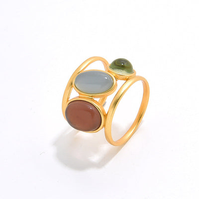 Natural Agate Frosted Necklace Earring Ring