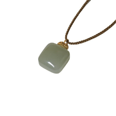 Lucky Sugar Cube • Emerald Jade Stone Necklace