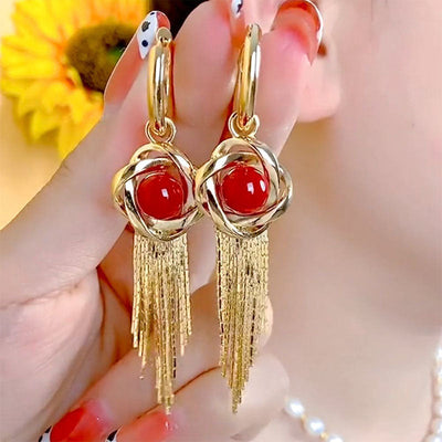 Spiral Beads Tassel Earrings