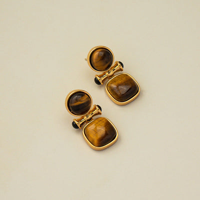 Natural tiger eye stone earrings