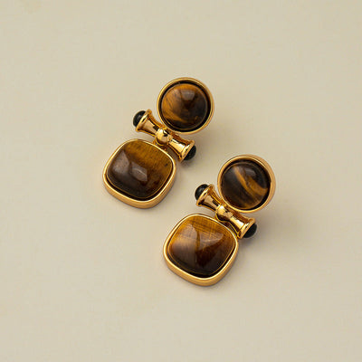 Natural tiger eye stone earrings