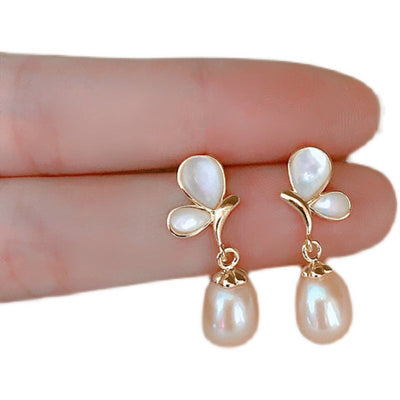 Butterfly natural pearl earrings