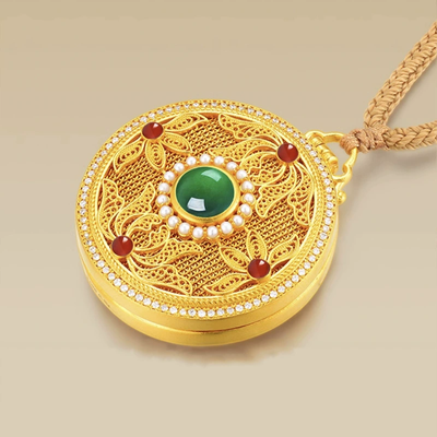 Golden Filigree Pendant Necklace