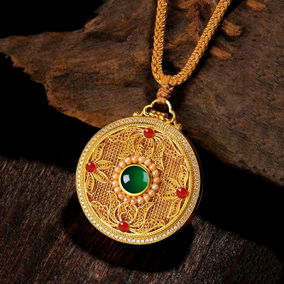Golden Filigree Pendant Necklace