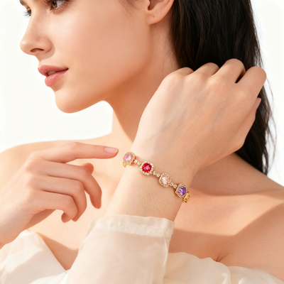 18K Gold Multi-Color Crystal Bracelet