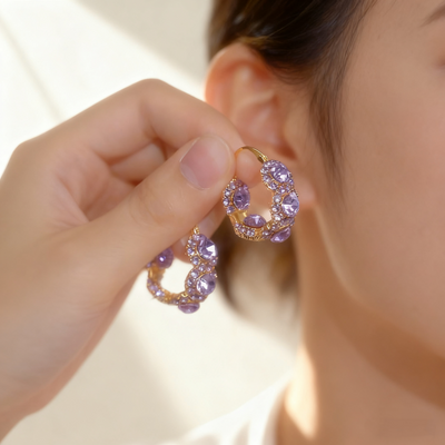 Amethyst Flower Earrings