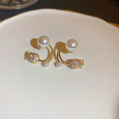Tulip micropaved zircon stud earrings