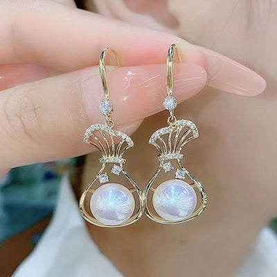 Money bag micropaved zircon stud earrings