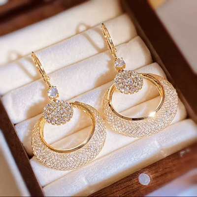 Mesh crystal hoop earrings