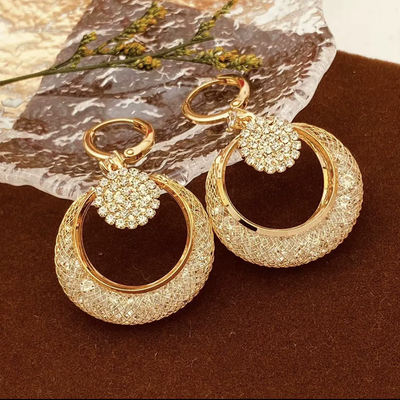 Mesh crystal hoop earrings