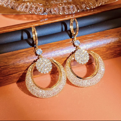 Mesh crystal hoop earrings