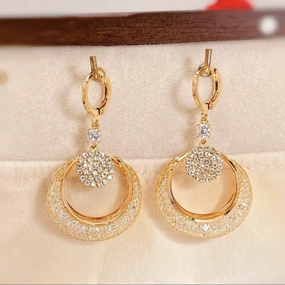Mesh crystal hoop earrings
