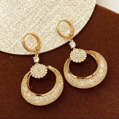 Mesh crystal hoop earrings