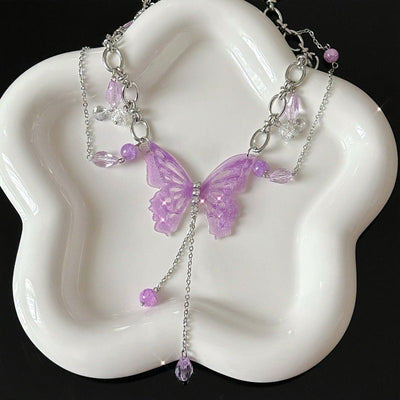 Purple butterfly necklace
