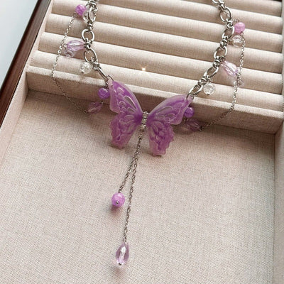 Purple butterfly necklace