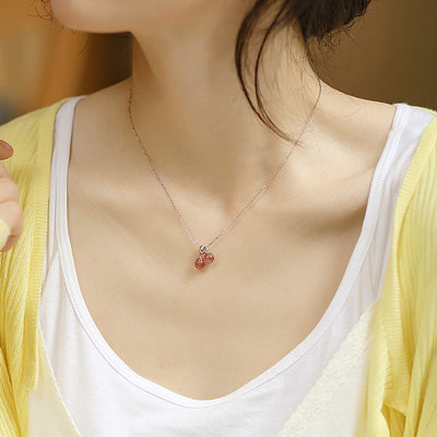 Natural strawberry crystal necklace